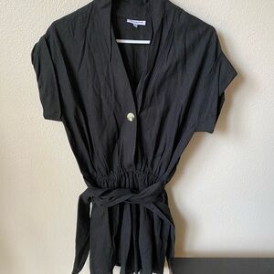 The Bare Road Women’s Linen Black Ollie Playsuit Romper Size S
